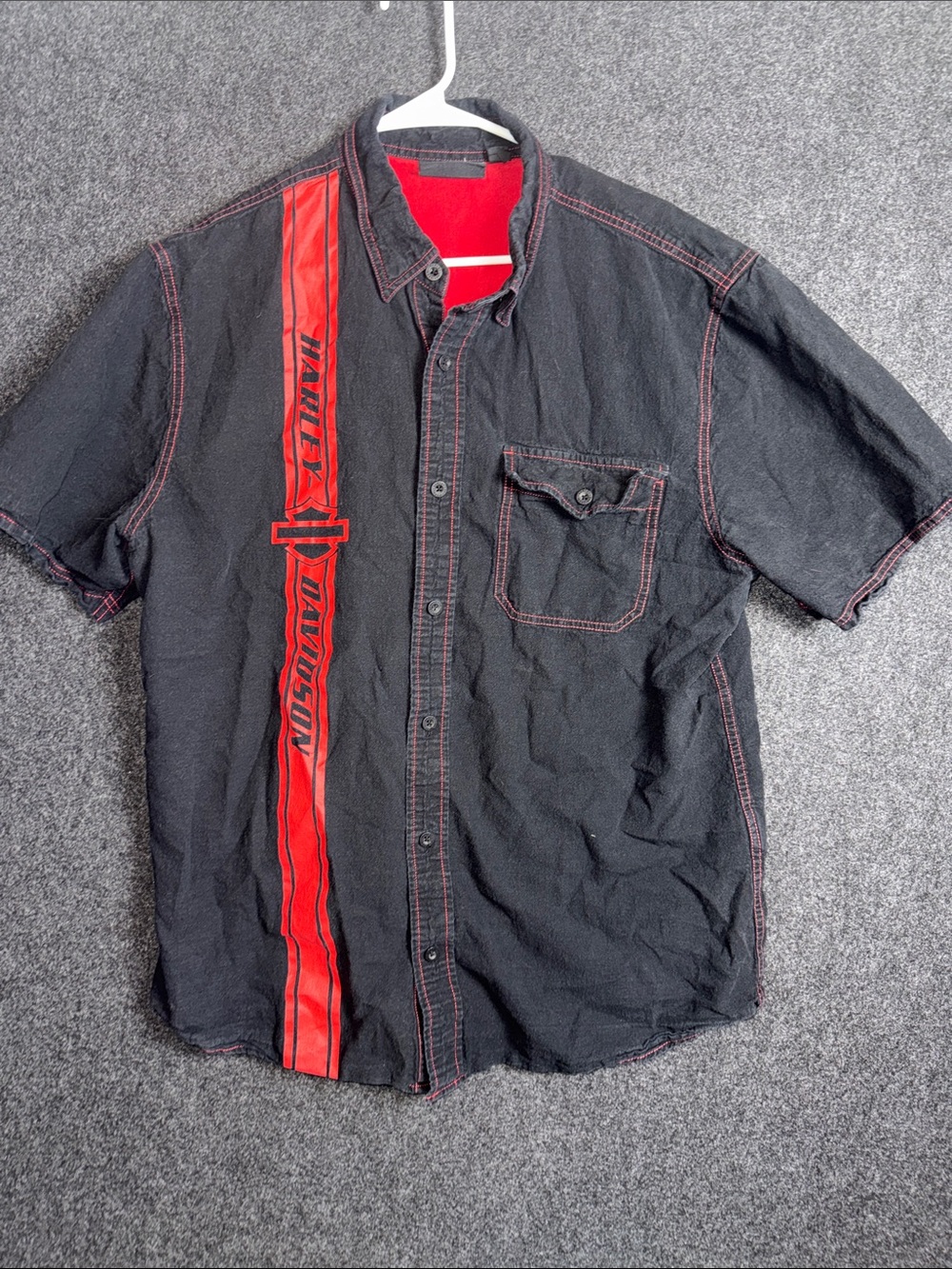 Harley-Davidson Black Shirt with Red Vertical Stripe